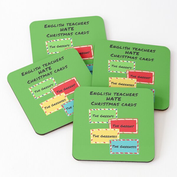 Item preview, English teachers hate Christmas cards funny holiday green designed and sold by GrammarDance.