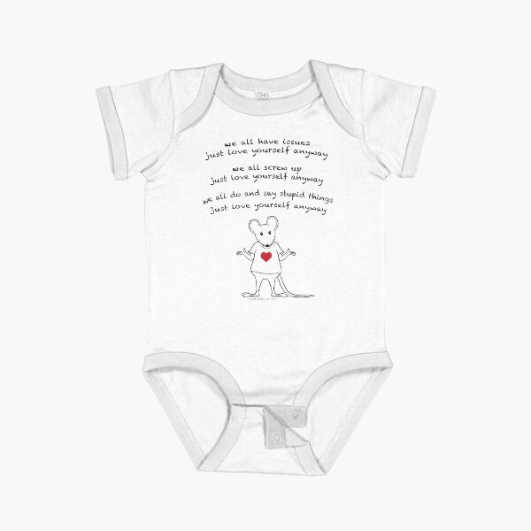 Item preview, MantraMouse® Love Yourself Anyway Cartoon on Gray Background designed and sold by Donna Martini.
