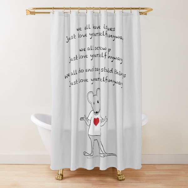 Item preview, MantraMouse® Love Yourself Anyway Cartoon on Gray Background designed and sold by Donna Martini.