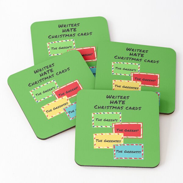 Item preview, Writers hate Christmas cards funny holiday green designed and sold by GrammarDance.
