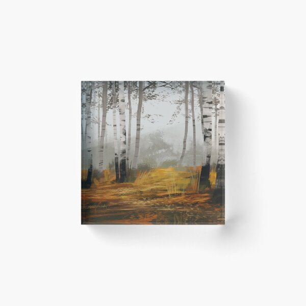 Item preview, Gloomy Foggy Autumn Forest with Birch Trees designed and sold by sktchup.