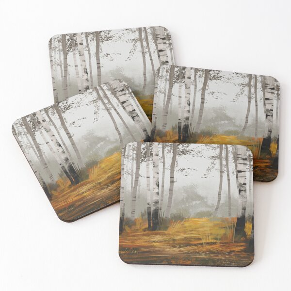 Item preview, Gloomy Foggy Autumn Forest with Birch Trees designed and sold by sktchup.