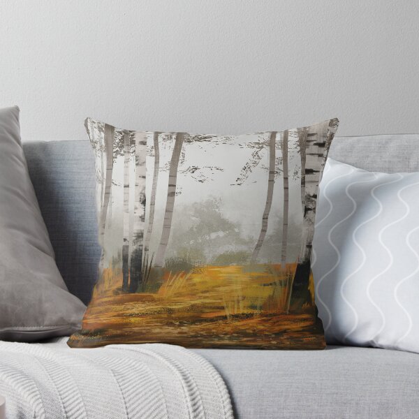 Item preview, Gloomy Foggy Autumn Forest with Birch Trees designed and sold by sktchup.