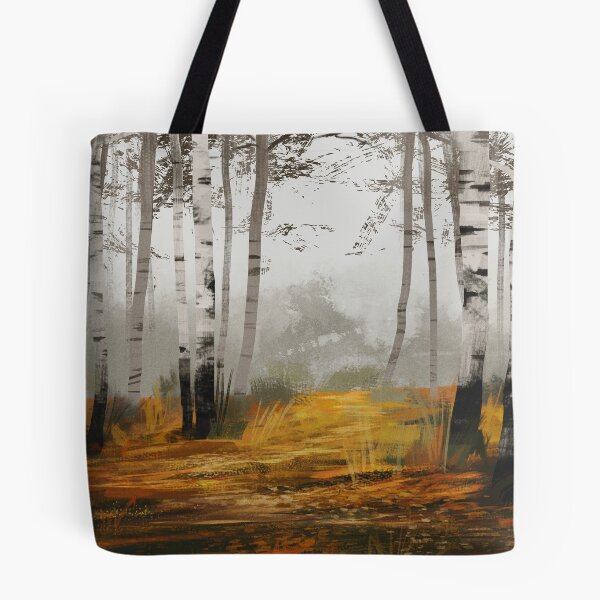 Item preview, Gloomy Foggy Autumn Forest with Birch Trees designed and sold by sktchup.