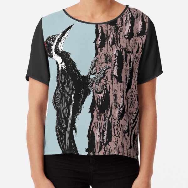 Pileated Woodpecker on a Jeffrey Pine Tree Chiffon Top
