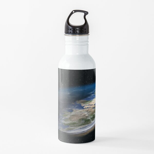 Earth is flat, Astronomy, Science, Exploration, Moon, Space, Galaxy, Solar System, Atmosphere, Satellite Water Bottle