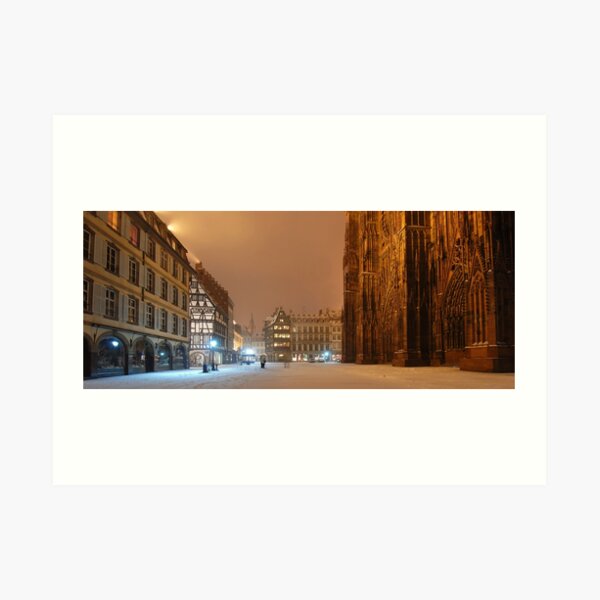 Place de la Cathédrale en hiver à Strasbourg Impression artistique