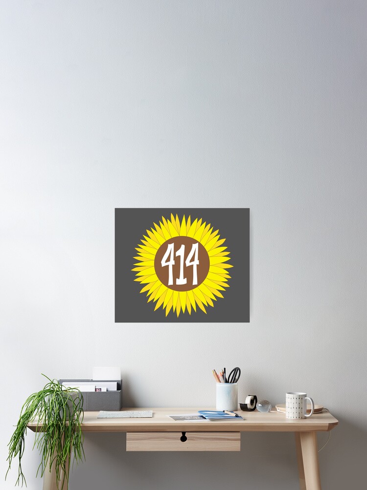 Hand Drawn Wisconsin Sunflower 414 Area Code Poster By Itsrturn Redbubble