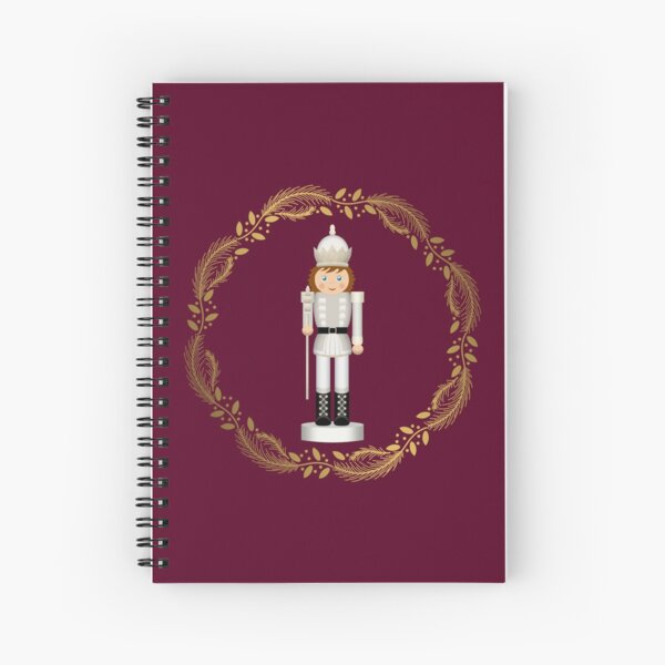 The Nutcracker Christmas Special - Toy King Nutcracker in Golden Christmas Wreath (Crimson) Spiral Notebook
