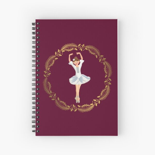 The Nutcracker Christmas Special - Nutcracker Scene - Ballerina dance in Golden Christmas Wreath Spiral Notebook