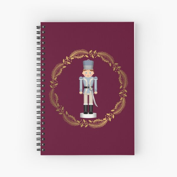 The Nutcracker Christmas Special - Toy Soldier Nutcracker in Golden Christmas Wreath (Crimson) Spiral Notebook