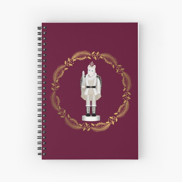 The Nutcracker Christmas Special - Mouse King Nutcracker in Golden Christmas Wreath (Crimson) Spiral Notebook