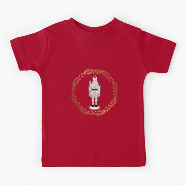 The Nutcracker Christmas Special - Mouse King Nutcracker in Golden Christmas Wreath (Crimson) Kids T-Shirt