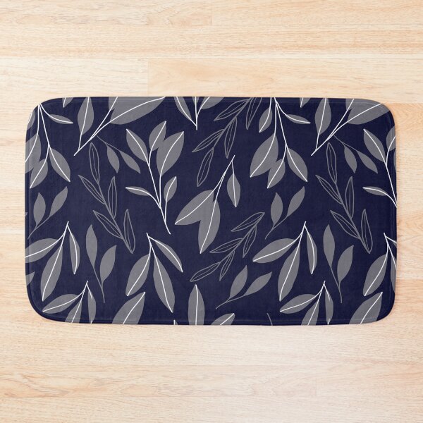Item preview, Navy Blue Leaf Leaves Random Toss Pattern designed and sold by Kova  Rose.