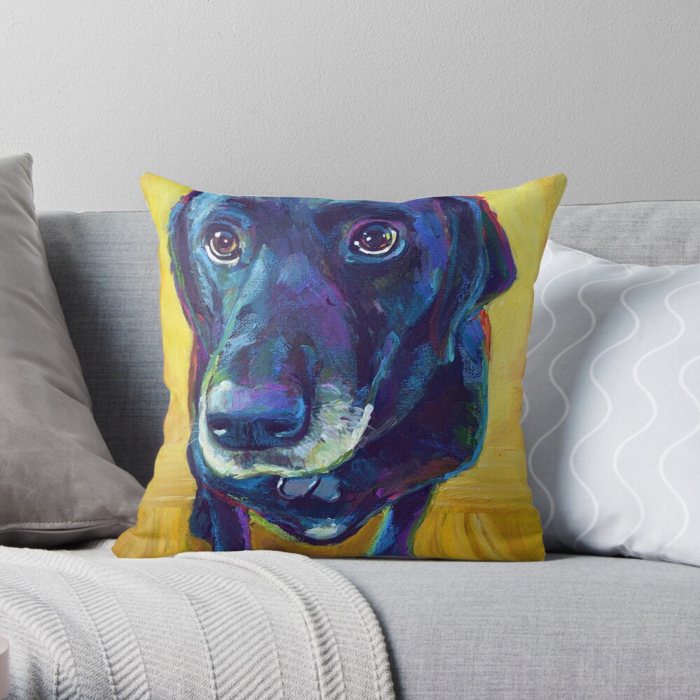 Big-Eyed Black Labrador Throw Pillow