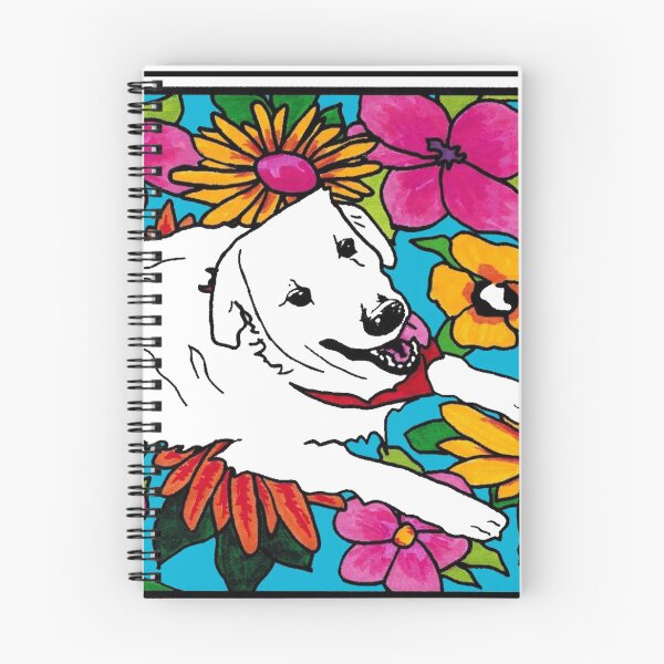 Item preview, White dog floral background designed and sold by Emily Patterson.