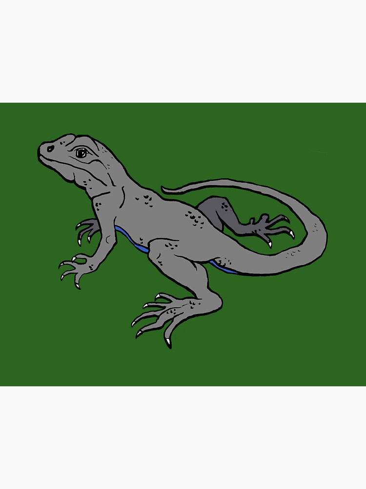 "Digital Blue Belly Lizard Drawing with Green Background" Sticker by