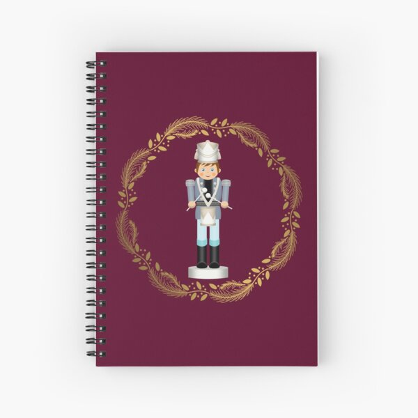 The Nutcracker Christmas Special - Drummer Boy in Golden Christmas Wreath (Crimson) Spiral Notebook
