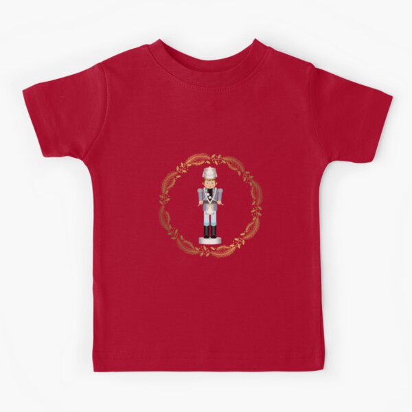 The Nutcracker Christmas Special - Drummer Boy in Golden Christmas Wreath (Crimson) Kids T-Shirt