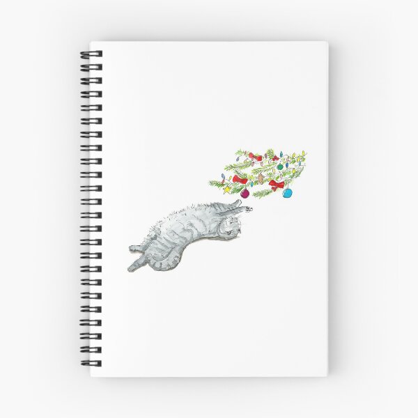 Item preview, Cute british cat under the Christmas Tree, watercolor and ink designed and sold by Magdalena Żołnierowicz.