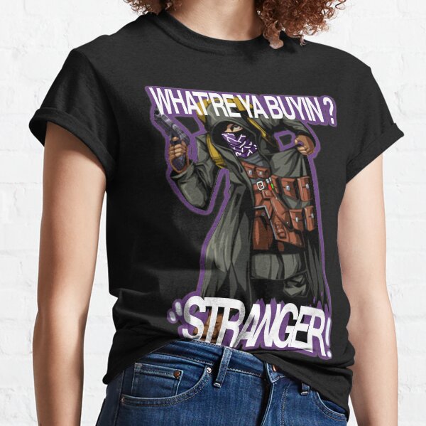 Resident Evil 4 Merchant (Quotes # 5) (Purple OutLine) Camiseta clásica