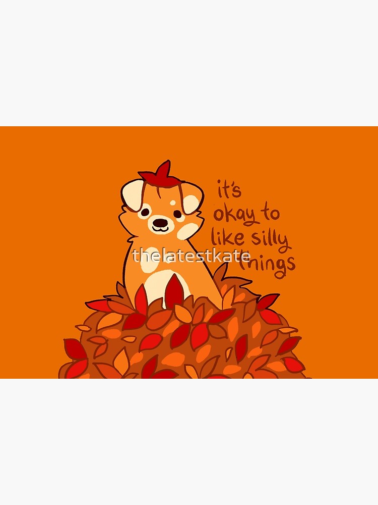 Discover "It's Okay to Like Silly Things" Fall Leaves Puppy Bath Mat