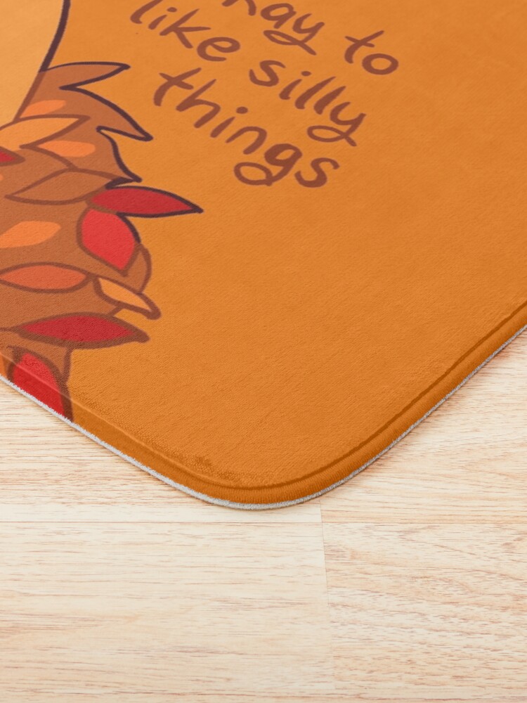 Thumbnail 3 of 6, Bath Mat, "It's Okay to Like Silly Things" Fall Leaves Puppy designed and sold by thelatestkate.