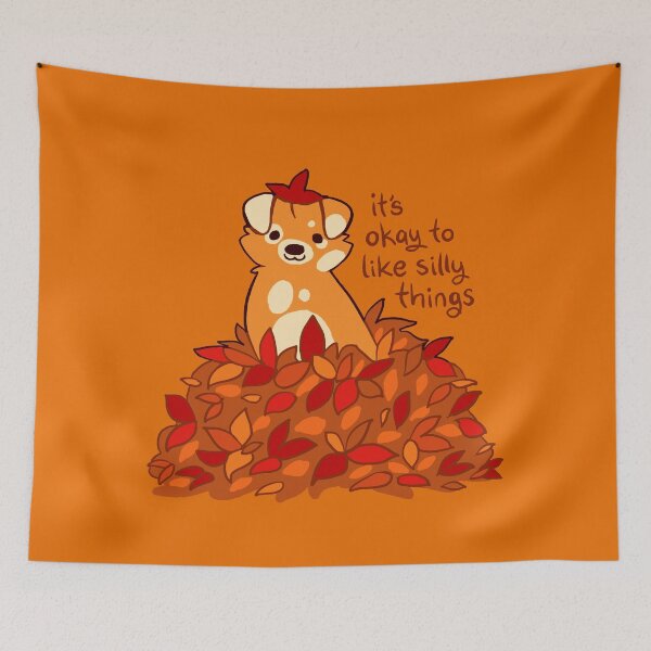 Item preview, "It's Okay to Like Silly Things" Fall Leaves Puppy designed and sold by thelatestkate.