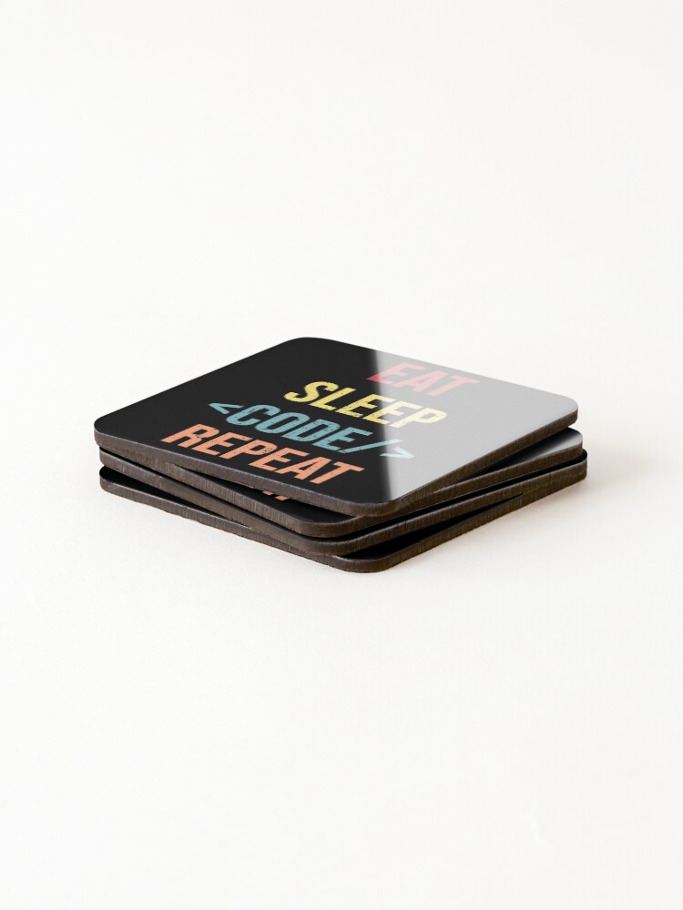 Thumbnail 4 of 5, Coasters (Set of 4), Eat, Sleep, Code, Repeat designed and sold by eulonix.