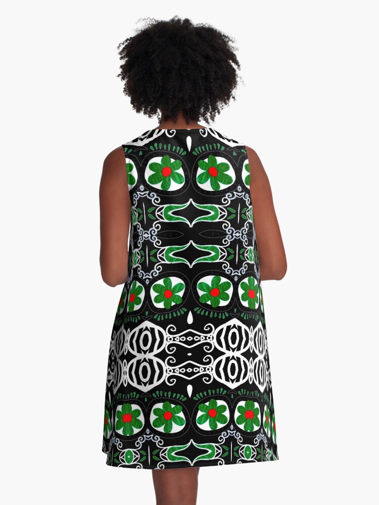 Thumbnail 3 of 4, A-Line Dress, The Green Flower designed and sold by kinkatstyle.