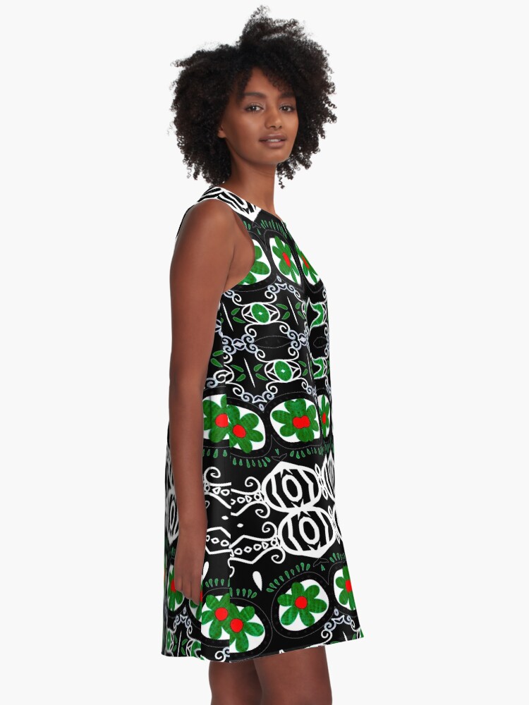 Thumbnail 2 of 4, A-Line Dress, The Green Flower designed and sold by kinkatstyle.