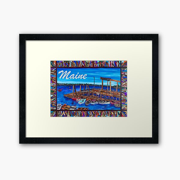 Coast of Maine in Blue by Angela Ferrari Framed Art Print