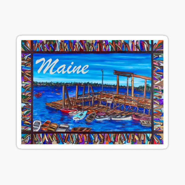 Coast of Maine in Blue by Angela Ferrari Sticker