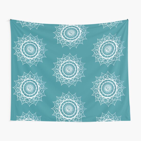 white mandala, hand painted Tapestry