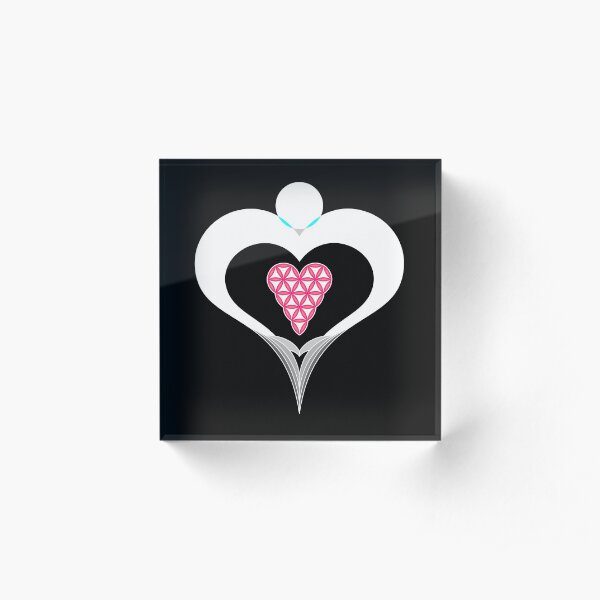 Heart Angel - Heart of Life, White. Acrylic Block