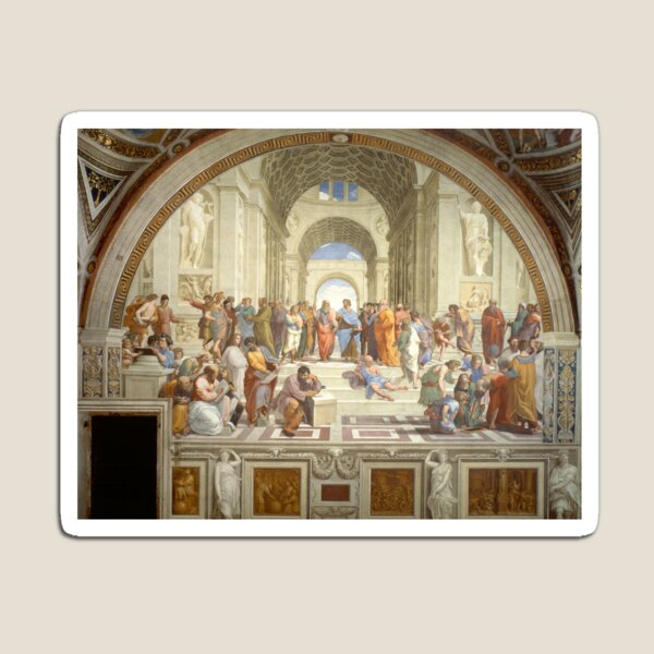 The School of Athens (1509–1511) by Raphael, depicting famous classical Greek philosophers in an idealized setting inspired by ancient Greek architecture Magnet