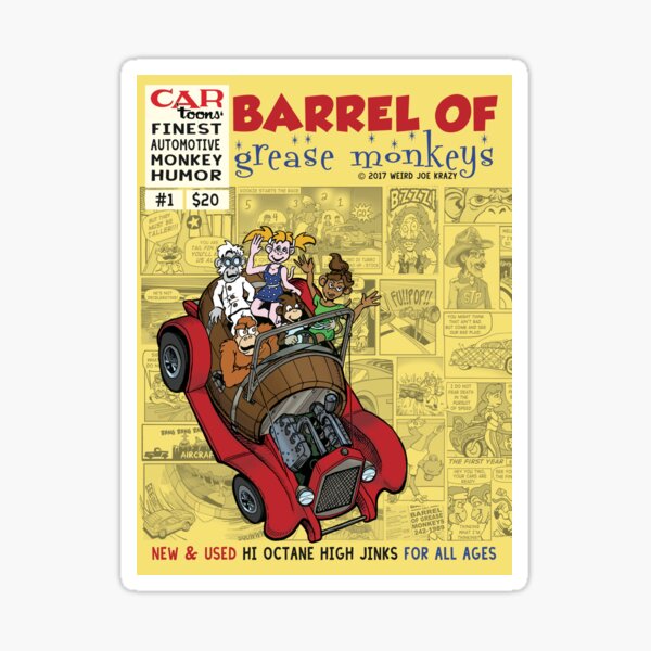 "Barrel of Grease Monkeys cover 1" Sticker for Sale by Joe5art Redbubble