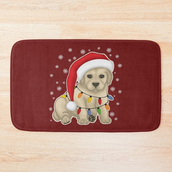 Santa Paws Bathroom Rug, Christmas Bath Mats, Dog Bathroom Rug