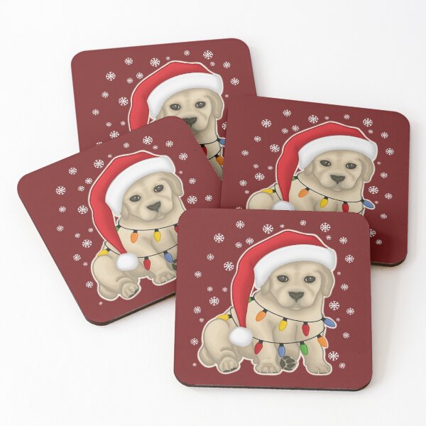 Item preview, Santa Paws - Labrador puppy in a hat tangled in christmas lights designed and sold by AlmightyClaire.