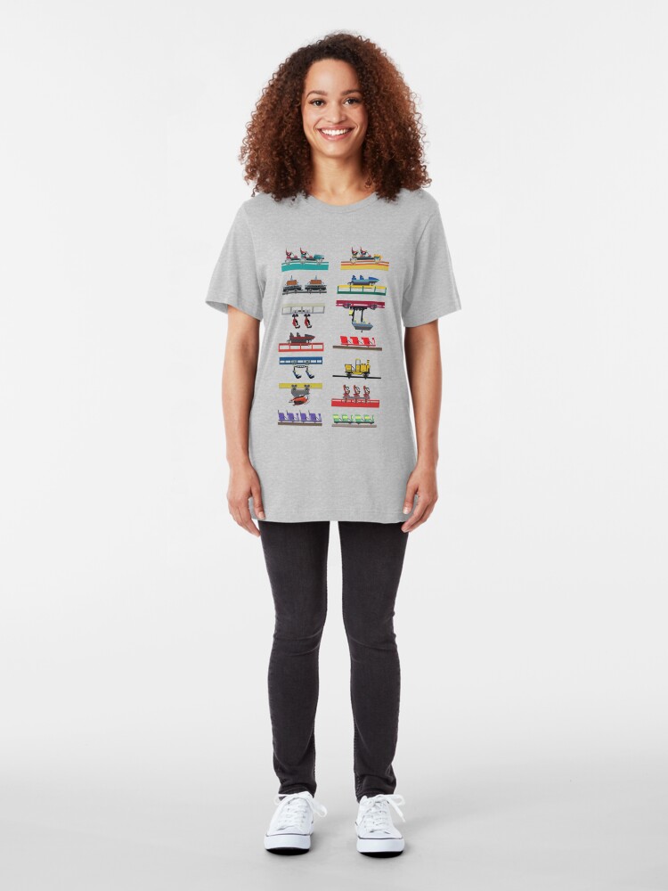 Alternate view of Canada's Wonderland Coaster Cars Design Slim Fit T-Shirt