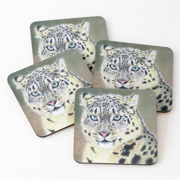 Item preview, Snow Leopard from the Himalayas. Picture drawn in coloured pencil and black ink. designed and sold by Traveling Pencils.