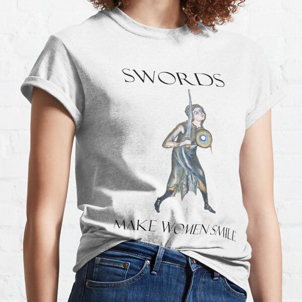 Vista previa del artículo con la obra «Las espadas hacen sonreír a las mujeres», diseñado y vendido por emovendo.