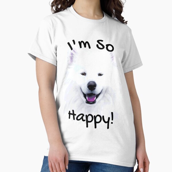Item preview, "I'm So Happy!" Smiling White Samoyed Dog Face Painting designed and sold by RetroSkullArt.