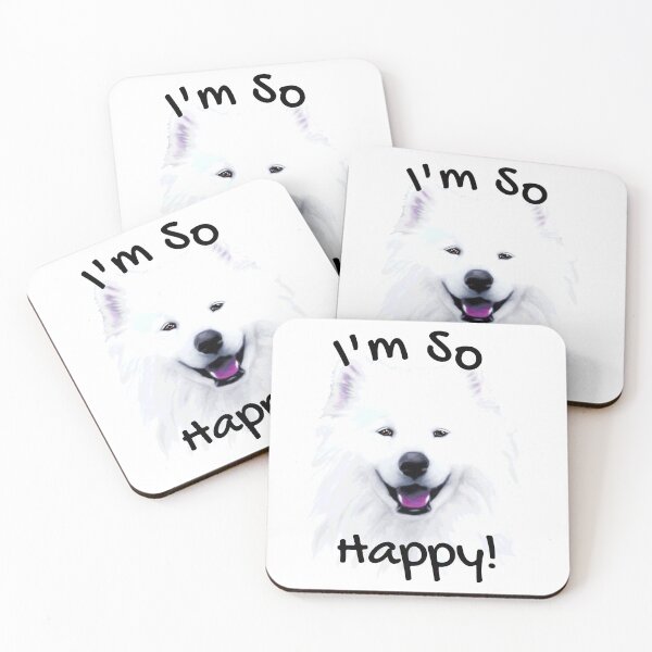 Item preview, "I'm So Happy!" Smiling White Samoyed Dog Face Painting designed and sold by RetroSkullArt.