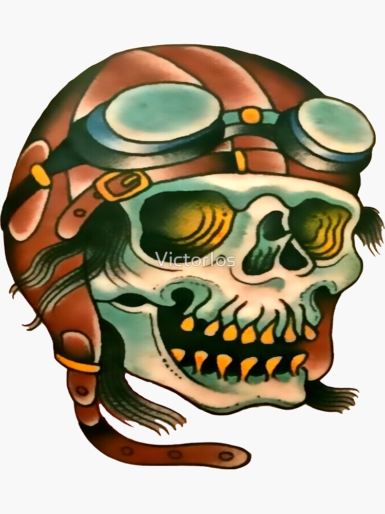 "Aviator Airplane Pilot Skull" Sticker by VictorIos Redbubble