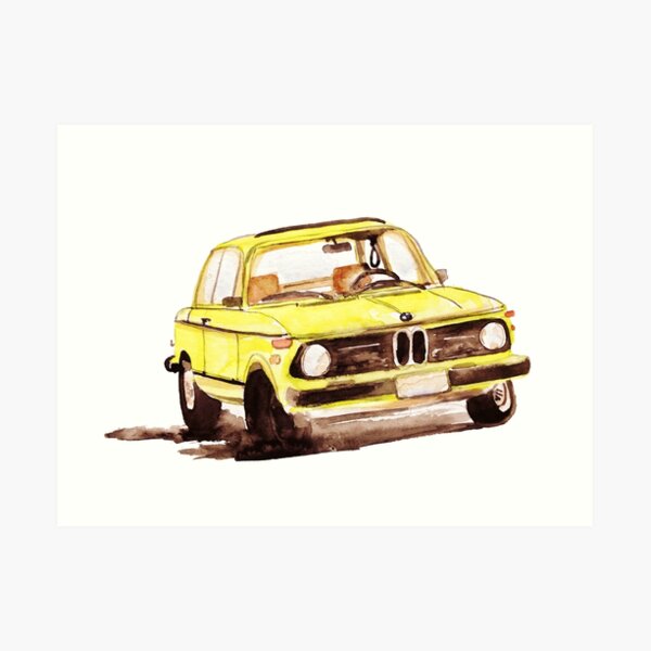 Old Car Model 1975 2002tii Fan gift decor, Watercolor painting Art Print