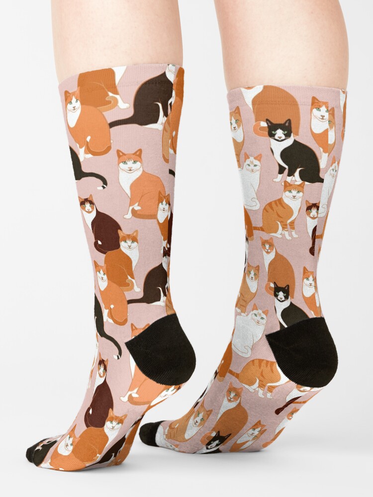 Alternate view of Ginger Cats on pink Socks