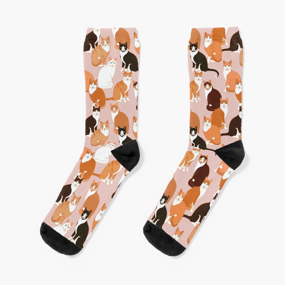 Ginger Cats on pink Socks