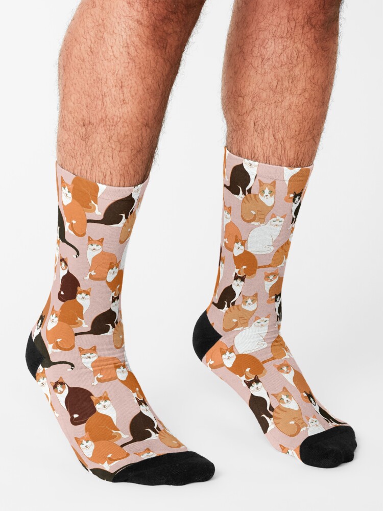 Alternate view of Ginger Cats on pink Socks
