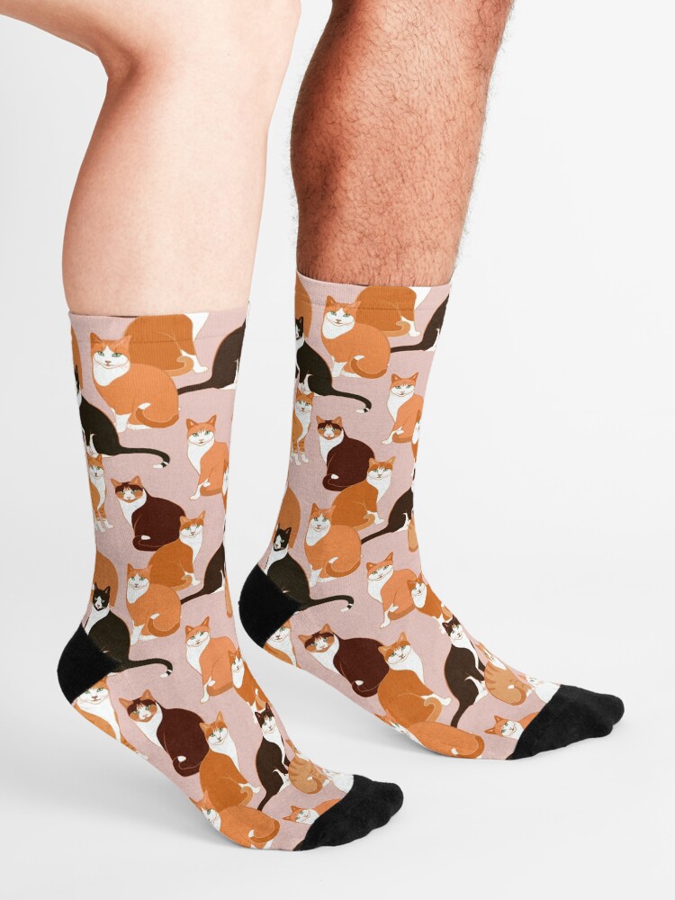 Alternate view of Ginger Cats on pink Socks